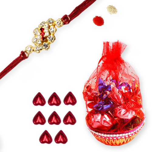Diamond Rakhi with Chocolates Basket