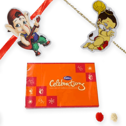 Hanuman and Ganeshji Rakhi sets with Cadbury Celebrations