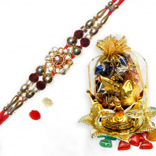 Diamond with golden Beads Rakhi