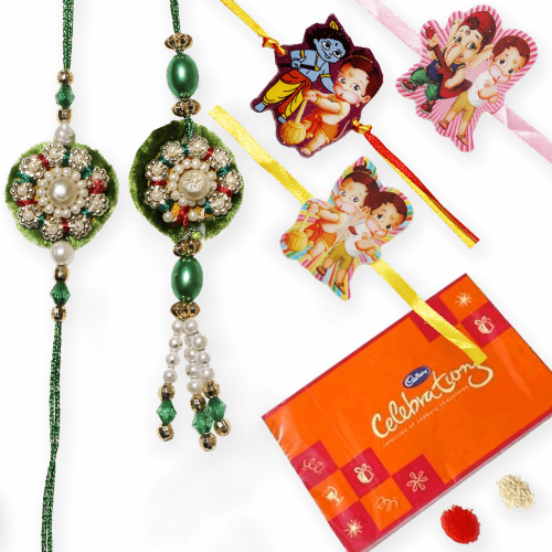 Bhaiya Bhabhi And Kids Rakhi Combo Set